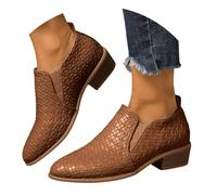 Bottines pour femme à talon bas 2025, bottines noires à talons épais à talon compensé, bottines courtes en cuir, chaussures de marche en plein air, bottes occidentales d'automne avec semelle