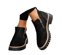Bottines pour femme à talon bas - Bottines à talons épais - Bottines courtes à talons compensés - Chaussures de marche en plein air - Bottes d'automne pour femme - 2025 - Avec semelle extérieure