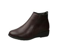 Bottines pour femme à talon compensé bas - Élégantes - Style rétro - Bout rond - Antidérapantes - Fermeture éclair latérale - Confortables - Pour la marche, le travail et les, marron, 36.5 EU