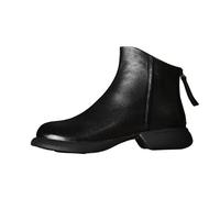 Bottines pour femme - Automne - Hiver - Cuir - Large pied - Chaussures orthopédiques imperméables plates - Confortables - À enfiler - Bottes médiévales - Pour femme - Soutien de la voûte plantaire