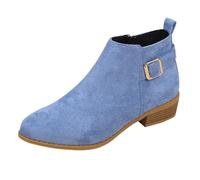 Bottines pour femme avec boucle à fermeture éclair latérale, talons épais, bout rond, antidérapantes, thermiques, faciles à mettre et à enlever, bottines confortables à enfiler et à enlever, bottines