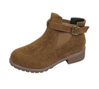 Bottines pour femme avec boucles - Bottes d'hiver classiques chaudes - Bottes de transition - Bottes Chelsea - Bottines élégantes pour l'automne et l'hiver, marron, 35 EU