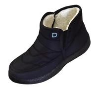 Bottines pour femme avec doublure en polaire - Antidérapantes - Douces et confortables - Avec fausse fermeture éclair sur talon bas - Chaussures d'hiver courtes pour femme, Noir , 38.5 EU