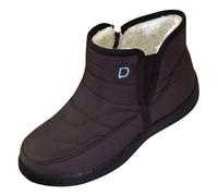 Bottines pour femme avec doublure en polaire - Antidérapantes - Douces et confortables - Avec fausse fermeture éclair sur talon bas - Chaussures d'hiver courtes pour femme, marron, 41 EU