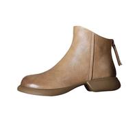 Bottines pour femme avec fermeture éclair à l'arrière - Confortables - Talon bas - Chaussures de marche classiques - Coupe large - Décontractées - Imperméables - Antidérapantes - Chaussures de mariage