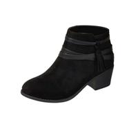 Bottines pour femme avec sangle épaisse - Fermeture éclair latérale - Chaudes - Automne et hiver - Antidérapantes - Faciles à mettre et à enlever - Bout rond - Durabilité accrue, Noir , 40 EU