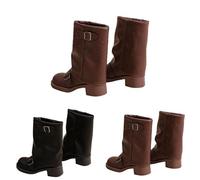 Bottines pour femme avec talon bloc - Bottes souples style années 70 - Bottes à plateforme large - Bottes à talon plat - Bottes d'équitation antidérapantes, marron, 35 EU