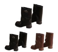 Bottines pour femme avec talon bloc - Bottes souples style années 70 - Bottes à plateforme large - Bottes à talon plat - Bottes d'équitation antidérapantes, Noir , 43 EU