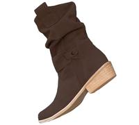 Bottines pour femme avec talon - Bottes basses élégantes - Bottes d'hiver mi-hautes - Tige froncée - Bottes western antidérapantes - En daim - Bottes de cowboy - Plateforme - Bottes courtes, gris, 43