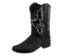 Bottines pour femme avec talon - Bottes de cowboy pour femme - Tige large - Bottes western brodées - Bottes d'équitation classiques Chelseaboots mi-tige - Bottes en cuir pour hommes et femmes, Noir