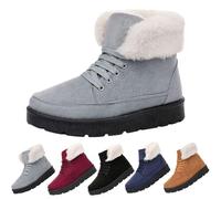 Bottines pour femme avec talon doublé - Bottes d'hiver pour femme - Bottes de neige hautes et larges - Bottes de neige - Bottes à lacets antidérapantes - Bottes d'hiver - Chaussures de sport