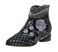 Bottines pour femme avec talon Style ethnique Bottes courtes Mode Multicolore Broderie Bottes de fête Nouvelles Chaussures originales pour femme Chaussures élégantes Festival Chaussures de loisirs