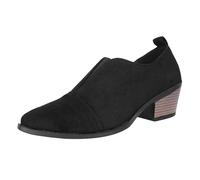 Bottines pour femme - Bottes de marche en daim à talons épais - Faciles à mettre et à enlever - Bout pointu - Faciles à nettoyer - Bottes rétro antidérapantes et confortables à enfiler - Pour la