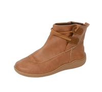 Bottines pour femme - Bottines à talon bas - Baskets tendance - Vintage - En cuir - À lacets - Chaussures plates de jardin, marron, 37.5 EU