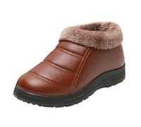 Bottines Pour Femme d'Hiver Plates Doublés en Peluche Chaude Slip-on Bottes De Neige Semelle Antidérapantes Légères Confortables Chaussures De Marche Automne Hiver 40