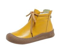 Bottines pour Femme Elegant Lacets Plates Bout Rond Bottes D'hiver Doublure En Polaire Chaude Semelle Antidérapante Décontracté Boots Chaussures Confortables Légères