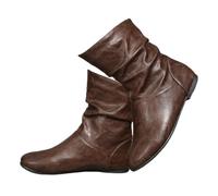 Bottines pour femme, en cuir à bout pointu et en daim, bottines souples confortables à talon bas pour femme, bottes de cowgirl imperméables à enfiler confortables et décontractées, bottes d'hiver à
