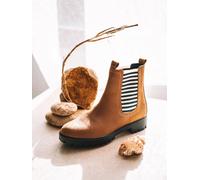 Bottines pour femme en cuir avec élastiques rayés | CARLA-NR 39