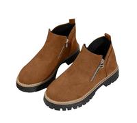 Bottines pour femme - Fermeture éclair latérale - Confortables - Semelle épaisse - Bout rond - Faciles à mettre et à enlever - Bottes d'hiver chaudes - Semelle antidérapante avec adhérence - Bottes à