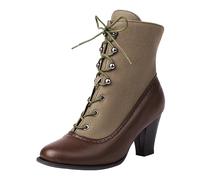 Bottines pour femme - Style victorien vintage gothique - Lacets - Bottes en cuir - Pointe classique - Demi-tige - Bottes médiévales rétro - Bottes à chevilles - Bottes de mariage, 38 EU