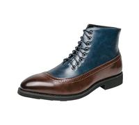 Bottines pour homme - En cuir - Élégantes - Classiques - Lacets à lacets - Pour le soir, bleu, 43 EU