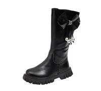 Bottines pour tout-petits pour filles et enfants - Bottes longues - Bottes hautes d'automne et d'hiver - Bottes en cuir à fond souple - Bottes d'équitation pour filles - Taille 4, Noir , 37 1/3 EU