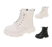 Bottines punk gothique pour filles avec fermeture éclair latérale pour enfants - Bottes d'hiver chaudes à lacets - Chaussures d'école décontractées tendance Y2K Hip Hop pour Noël, festival, carnaval