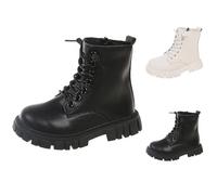 Bottines punk gothique pour filles avec fermeture éclair latérale pour enfants - Bottes d'hiver chaudes à lacets - Chaussures d'école décontractées tendance Y2K Hip Hop pour Noël, festival, carnaval