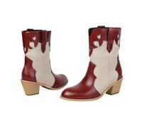 Bottines Rétro À Talons Compensés Pour Femmes, Bottines Tendance À Bout Rond Grandes Tailles Élégantes Confortables Idéales L'automne Et L'hiver Idéales Pour Les Soirées Plein Air,Rouge,36 EU