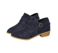 Bottines Rétro Femme Talon Carré Bout Pointu Grande Taille Vintage Chelsea Bottes Courtes Fermeture éclair Latérale Tendance Talon Moyen Boots Automne Et Hiver 36 Noir