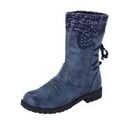 Bottines rieker pour femme - Imperméables - Bottes à talons plats - Chaudes - Élégantes - Bottes d'hiver - Kaki - Gris rose - Avec talon - Chunky hiver, bleu, 44
