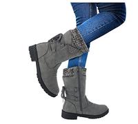 Bottines rieker pour femme - Imperméables - Bottes à talons plats - Chaudes - Élégantes - Bottes d'hiver - Kaki - Gris rose - Avec talon - Chunky hiver, gris, 40