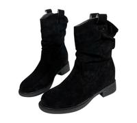 Bottines souples en daim synthétique à talon bloc bas à enfiler - Bottes de marche décontractées pour femme - Tendance et confortable - Pour l'extérieur, le bureau, les fêtes, le travail classique