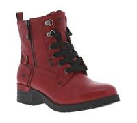 MUSTANG Bottines Femme 15M0072005 – talon décroché bas, zip et lacets ronds – Rouge 39