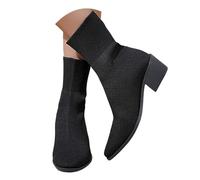 Bottines tendance à talon bloc - Bout pointu - Matériau en maille respirante - Design amincissant - Chaussures confortables qui soulèvent le regard., Noir , 37 EU