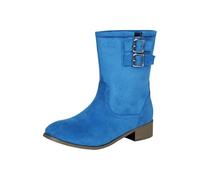 Bottines tendance à tige courte pour femme - Bottes larges - Antidérapantes - Chaussures d'hiver décontractées - Bottes mi-mollets - Bottines courtes - Automne - Respirantes, bleu, 35 EU