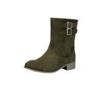 Bottines tendance à tige courte pour femme - Bottes larges - Antidérapantes - Chaussures d'hiver décontractées - Bottes mi-mollets - Bottines courtes - Automne - Respirantes, vert, 40 EU