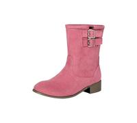 Bottines tendance à tige courte pour femme - Bottes larges - Antidérapantes - Chaussures d'hiver décontractées - Bottes mi-mollets - Bottines courtes - Automne - Respirantes, Rose, 38 EU