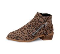 Bottines tendance Chelsea en cuir daim pour adolescentes et femmes - Pour les jours de pluie - Marche à la campagne - Doublure en polaire antidérapante, marron, 39.5 EU