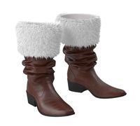 Bottines tendance de style paire d'hiver, couleur unie, mi-haute, à enfiler, confortables pour les tenues décontractées, semelle résistante, marron, 41 EU