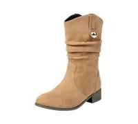 Bottines tendance pour femme - Bottines basses antidérapantes - Chaussures d'hiver - Chaussures de loisirs - Bottes mi-mollets - Bottes courtes - Bottines respirantes pour l'automne, beige, 36 EU