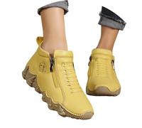 Bottines tendance pour femmes, décontractées, à talon moyen, pour l'extérieur, à porter au quotidien, avec semelle antidérapante, confortables, idéales pour accompagner un jean Pantoufles (Yellow, 39)