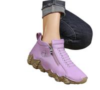 Bottines tendance pour femmes, décontractées, à talon moyen, pour l'extérieur, à porter au quotidien, avec semelle antidérapante, confortables, idéales pour accompagner un jean Pantoufles (Purple, 42)