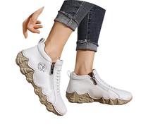 Bottines tendance pour femmes, décontractées, à talon moyen, pour l'extérieur, à porter au quotidien, avec semelle antidérapante, confortables, idéales pour accompagner un jean Pantoufles (White, 37)