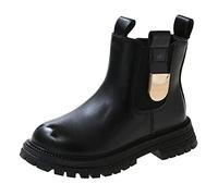 Bottines tendance pour filles en similicuir avec fermeture éclair latérale | Design facile à mettre et à enlever, boîte à orteils spacieuse, dessus en polyuréthane souple, coque résistante à l'eau