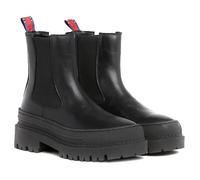 Bottines Tommy Jeans CHELSEA FOXING BOOT Noir Femme - Cuir - Talon Plat - Hauteur de la tige Moyenne 38