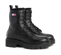 Bottines Tommy Jeans URBAN BOOT TUMBLED - Noir - Femme - Plat - Moyenne - Lacets 37