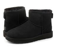 Bottines UGG Classic Mini II - Noir - Femme - Cuir - Hauteur de la tige moyenne - Talon plat 38