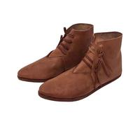 Bottines Unisexe Style Médiéval, Hauteur Cheville, Laçage Classique avec Lanières à Nouer sur le Côté, Bout Rond, Semelle Plate Souple, Chaussures Costume pour Cosplay, Théâtre, Tenue Rétro, Quotidien