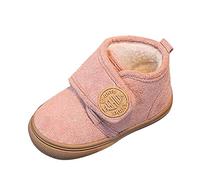 Bottines unisexes pour enfants et filles, chaussures plates unies en coton chaud en peluche d'hiver bottes d'hiver design simple pantoufles d'hiver en coton, Rose, 21 EU